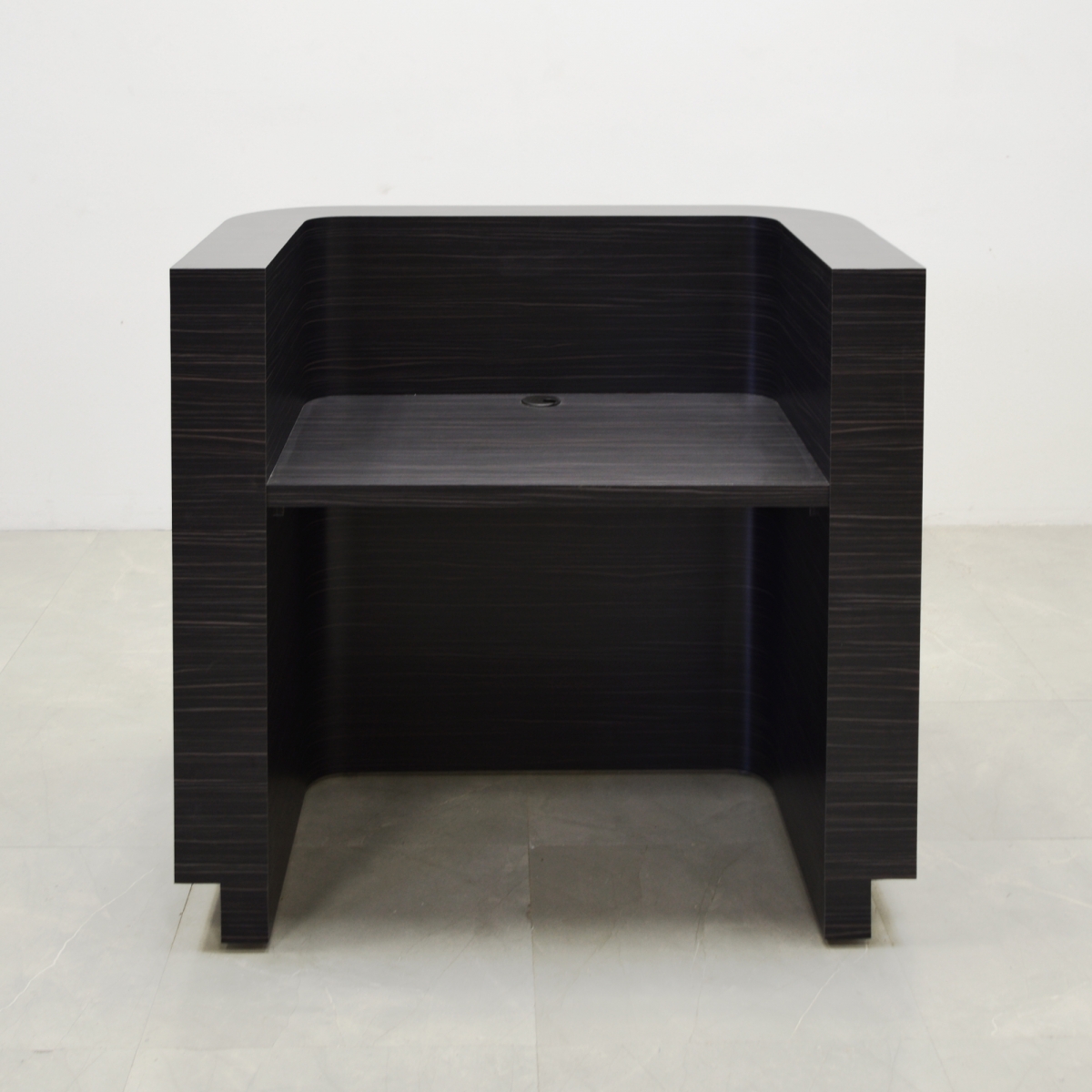 Nola Curved Reception Desk in Dark Wood Finish, 48