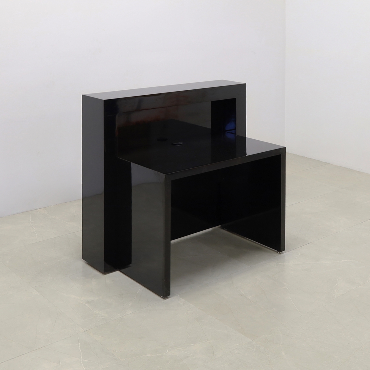 New York Reception Desk in Black Gloss Laminate - 48 inch - Stock #87