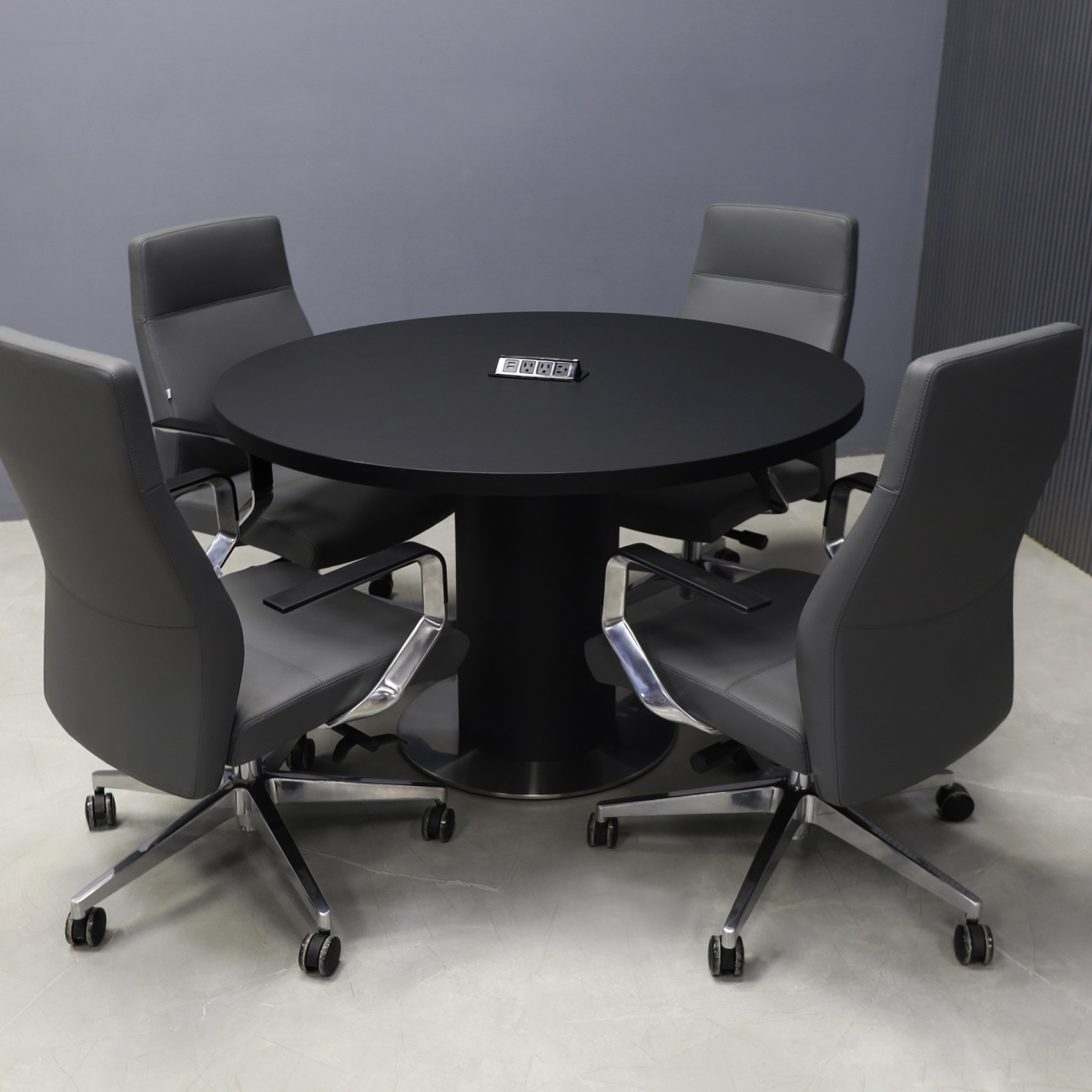 California Round Conference Table in Black Traceless Laminate - 48 In. - Stock #82