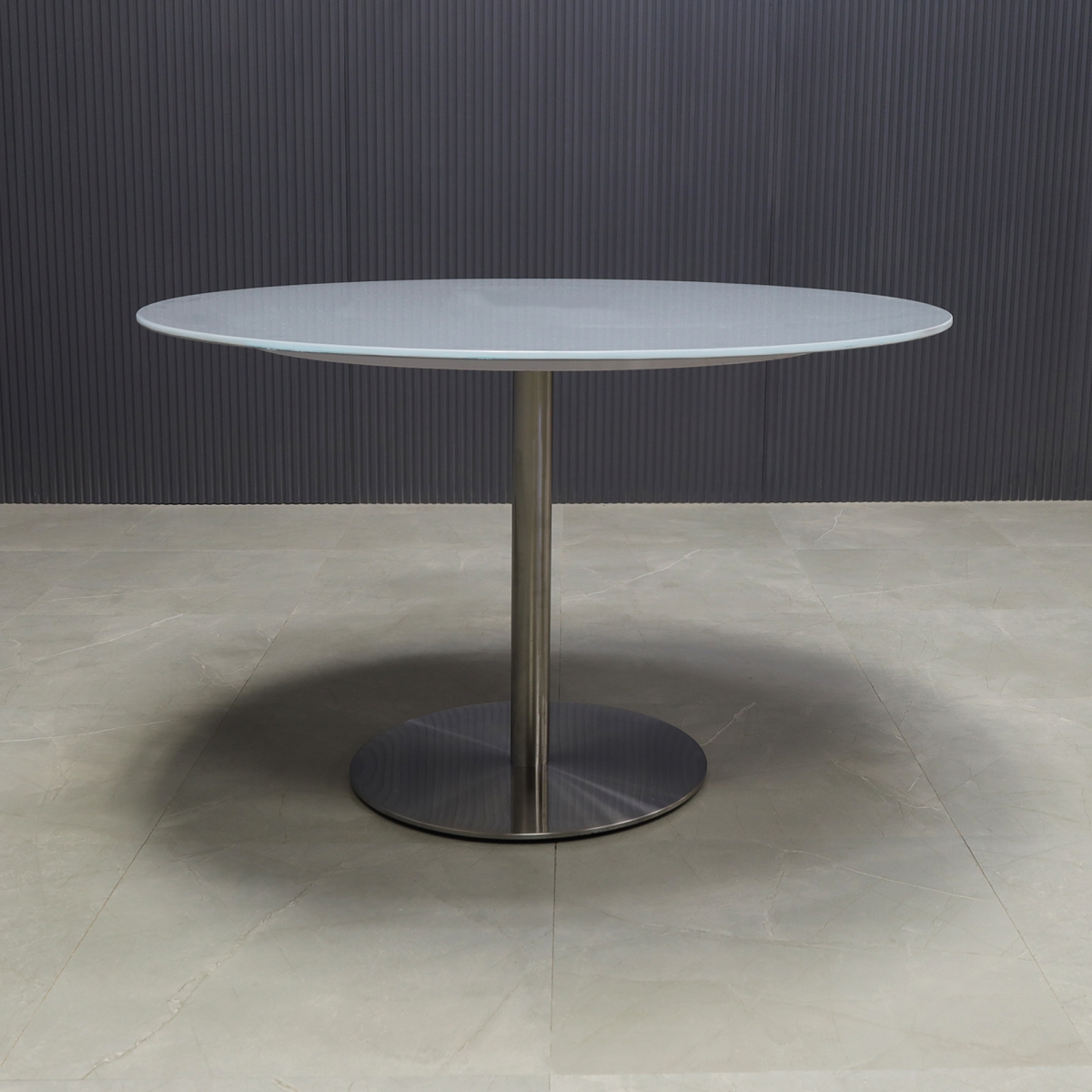 California Round Tempered Glass Cafeteria Table