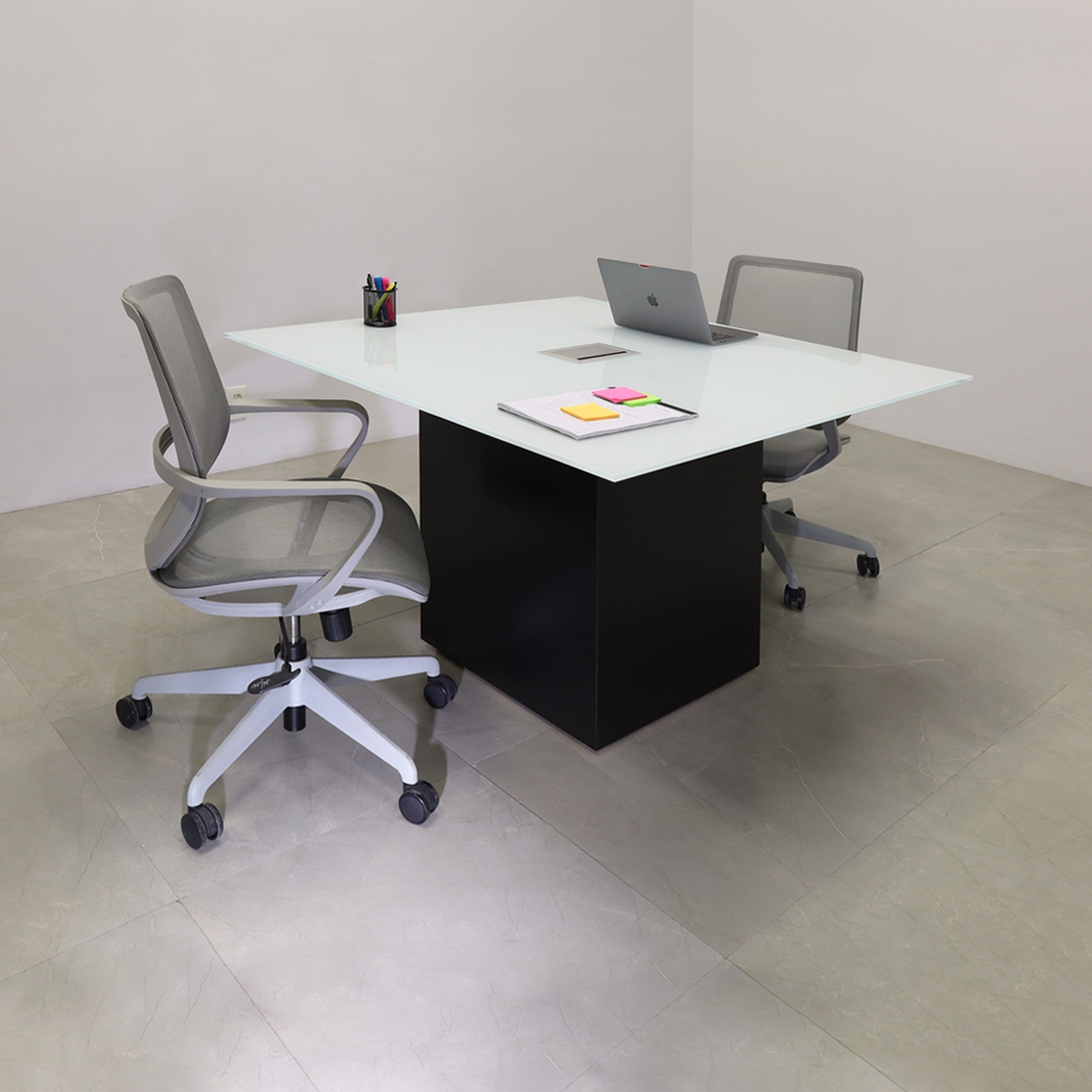 Omaha Square Conference Table With Tempered Glass Top