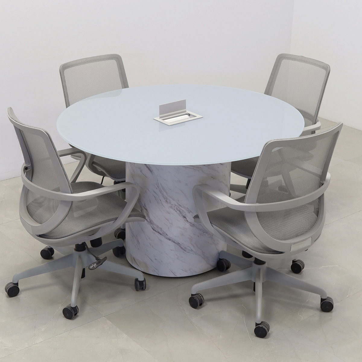 Omaha Round Conference Table With Tempered Glass Top