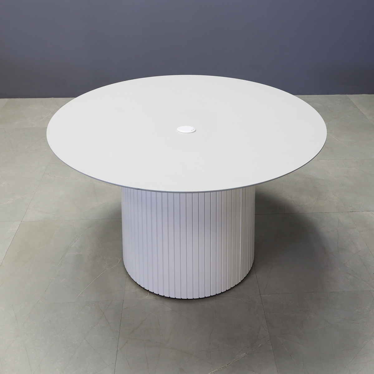 Aurora Round Conference Table In Light Gray Traceless Engineered Stone - 50 In. - Stock #33