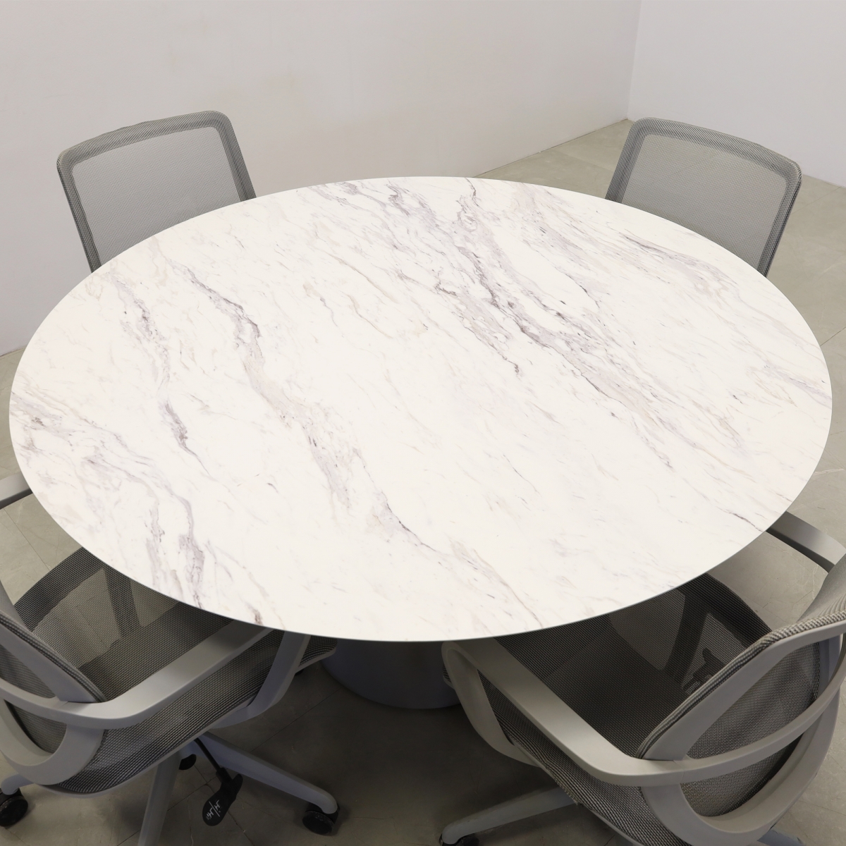 Aurora Round Conference Table With Engineered Stone Top