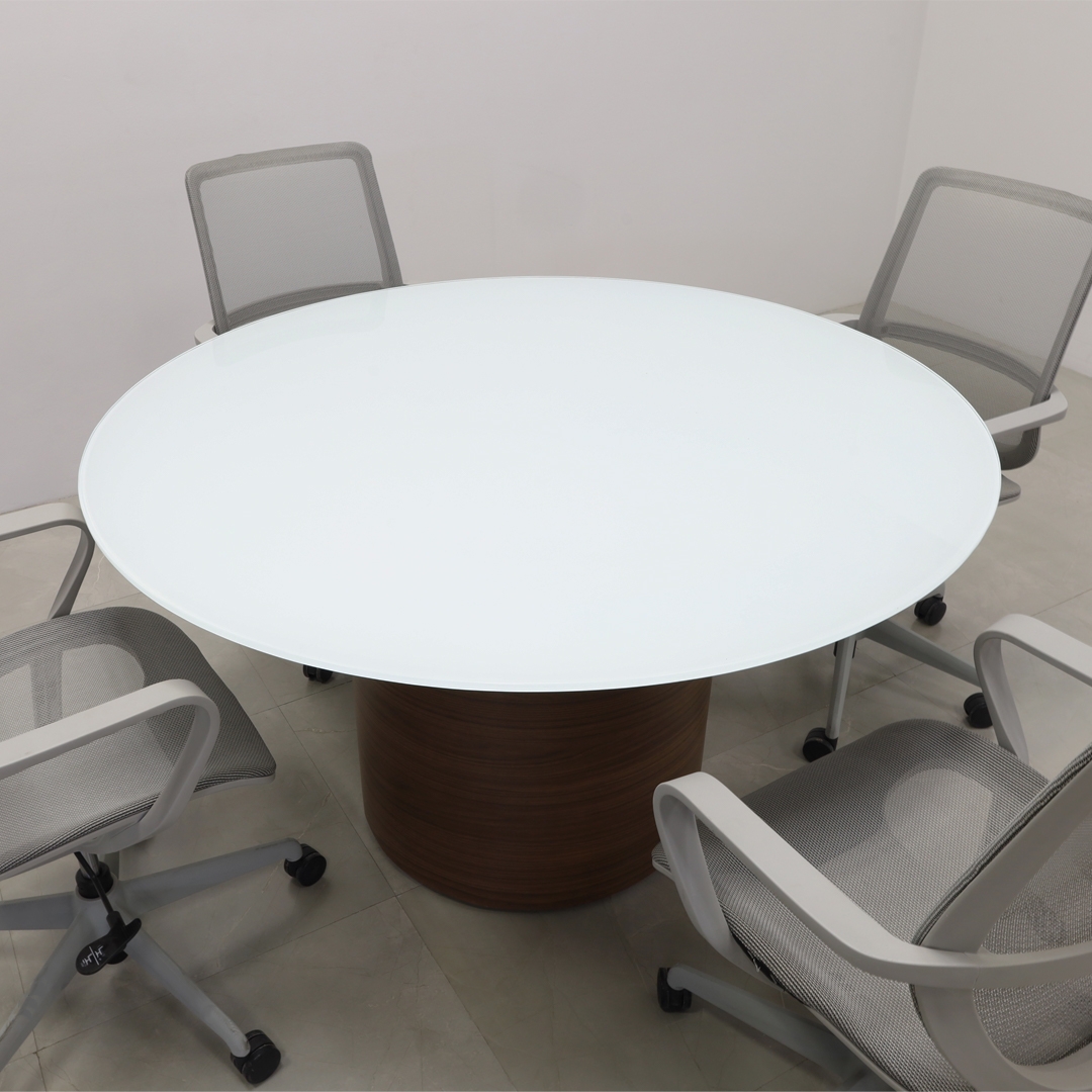 Omaha Round Conference Table With Tempered Glass Top
