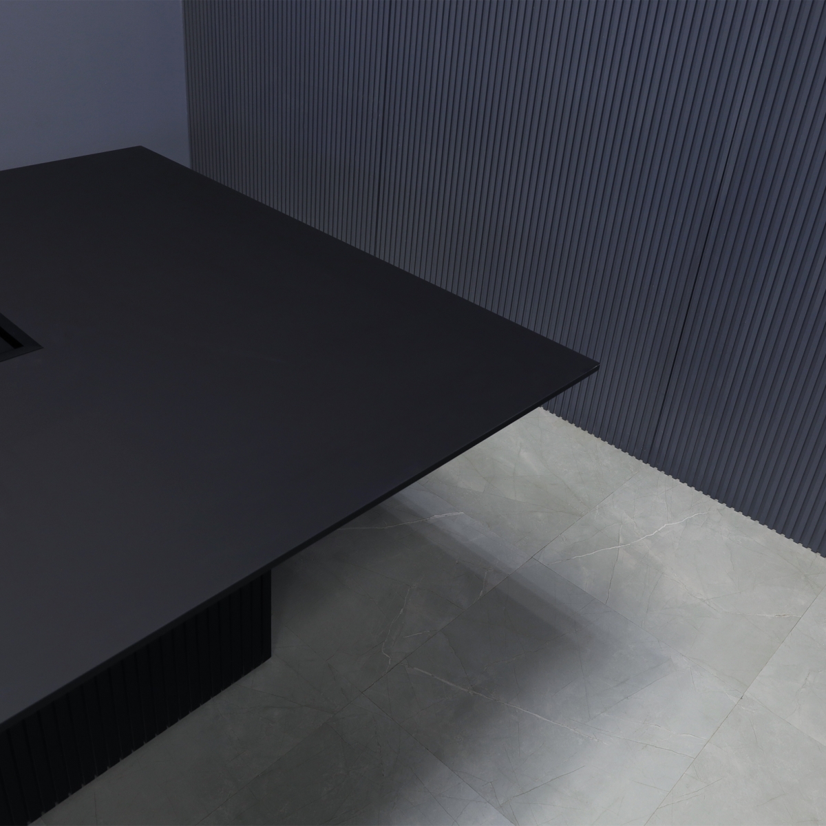 Aurora Square Shape Conference Table in Black OPAK Engineered Stone Top - 60 In. - Stock #29