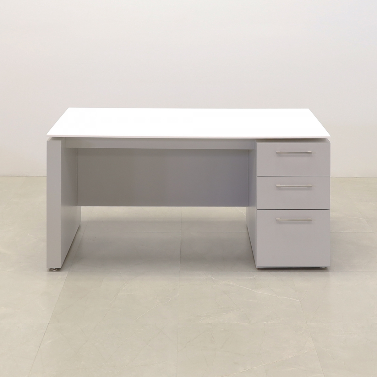 Denver Straight Executive Desk With Cabinet and Engineered Stone Top