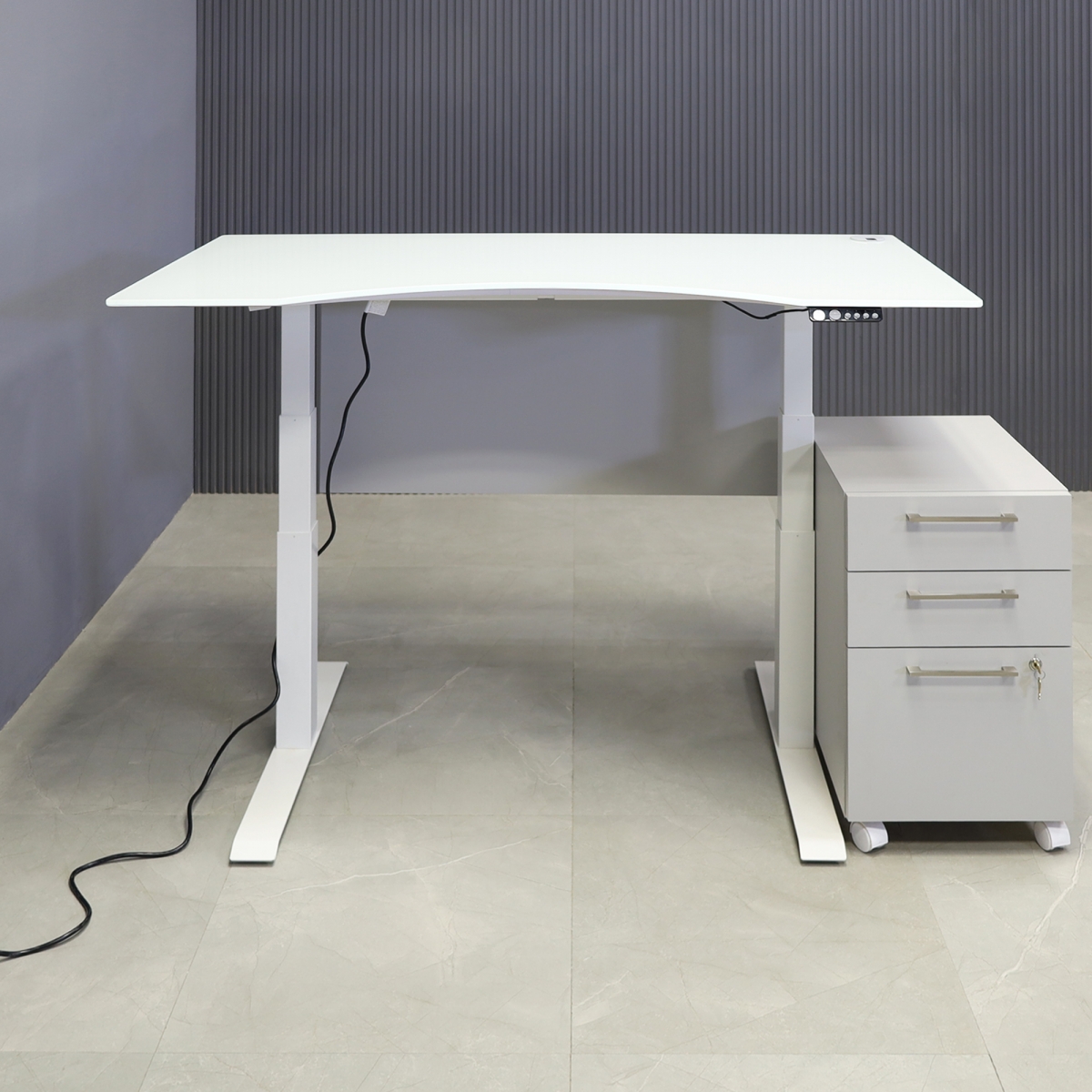aXis Sit-stand Executive Desk with Tempered Glass Top 