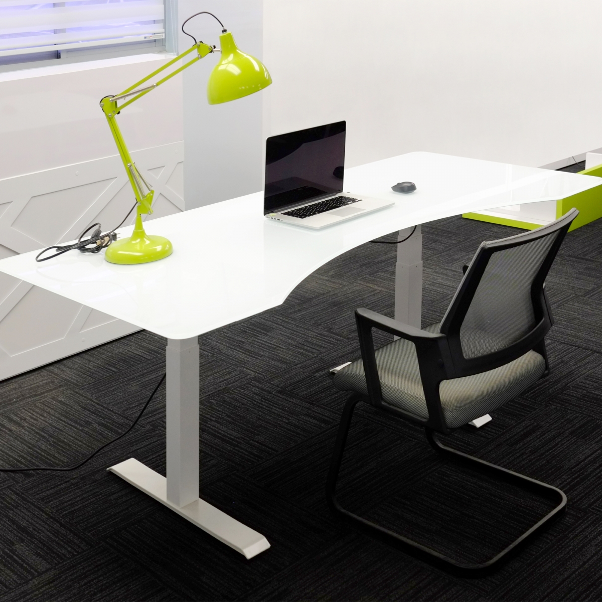 aXis Sit-stand Executive Desk with Tempered Glass Top 