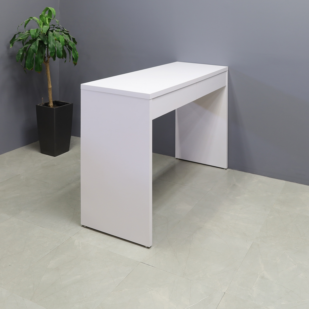 Asviille Bar Table with Drawers in White Matte - 65 In. - Stock #26