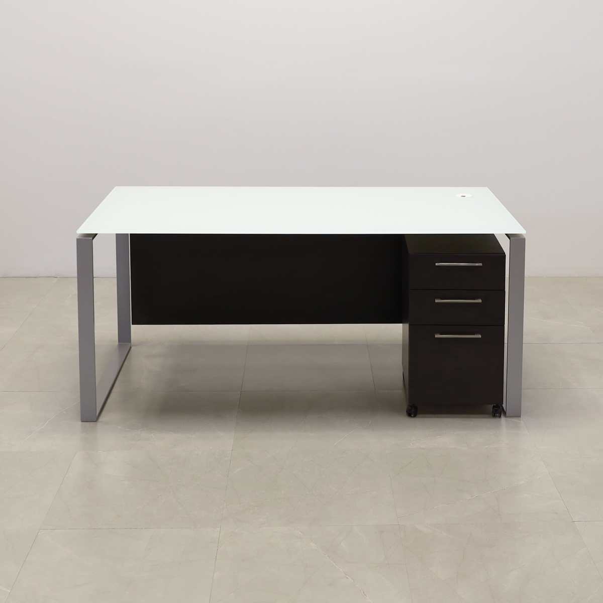 Aspen Straight Executive Desk With Tempered Glass Top