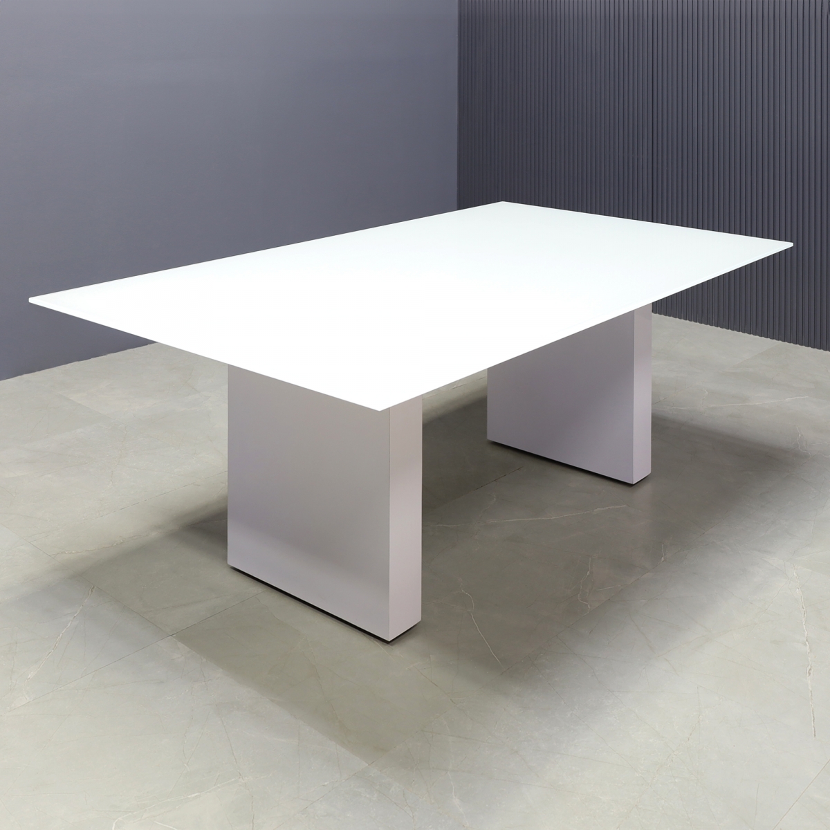 Omaha Rectangular Conference Table in White Tempered Glass Top - 72 In. - Stock #61