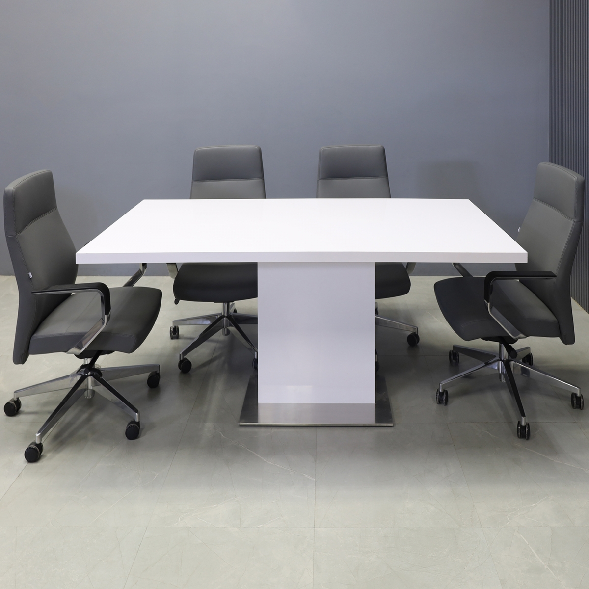 Newton Rectangular Conference Table in White Gloss Laminate - 72 In. - Stock #73
