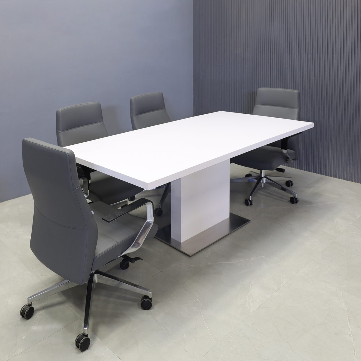 Newton Rectangular Conference Table in White Gloss Laminate - 72 In. - Stock #73