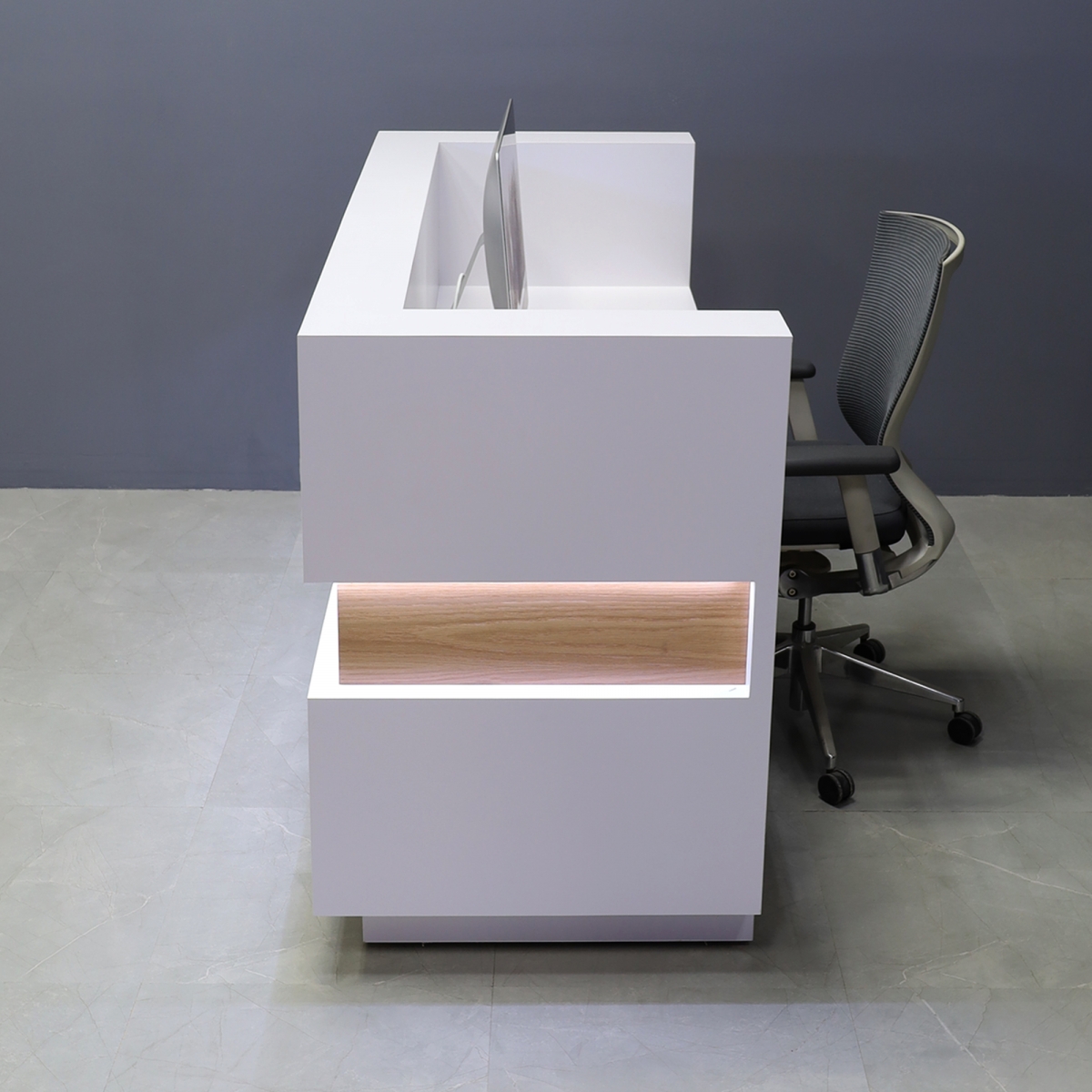 Wave Reception Desk in White Matte Laminate - 72 In. - Stock #127