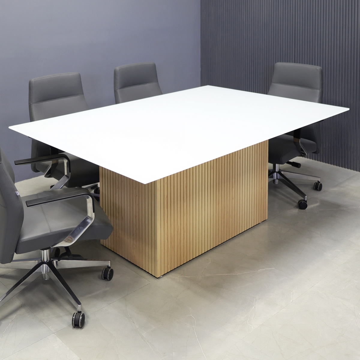 Omaha Rectangular Conference Table in White Tempered Glass Top - 72 In - Stock #72