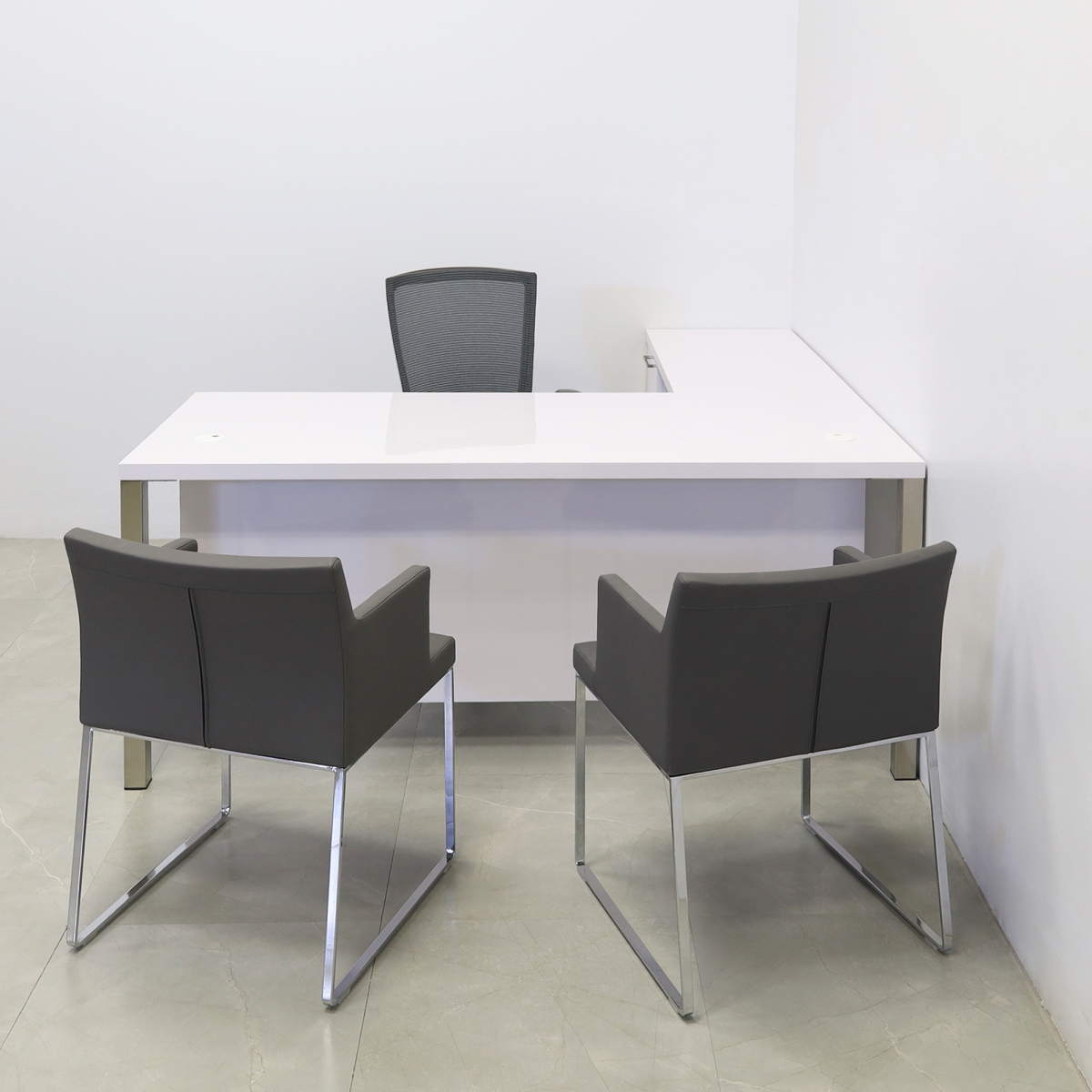 Dallas L-Shape Executive Desk With Cabinet and Laminate Top