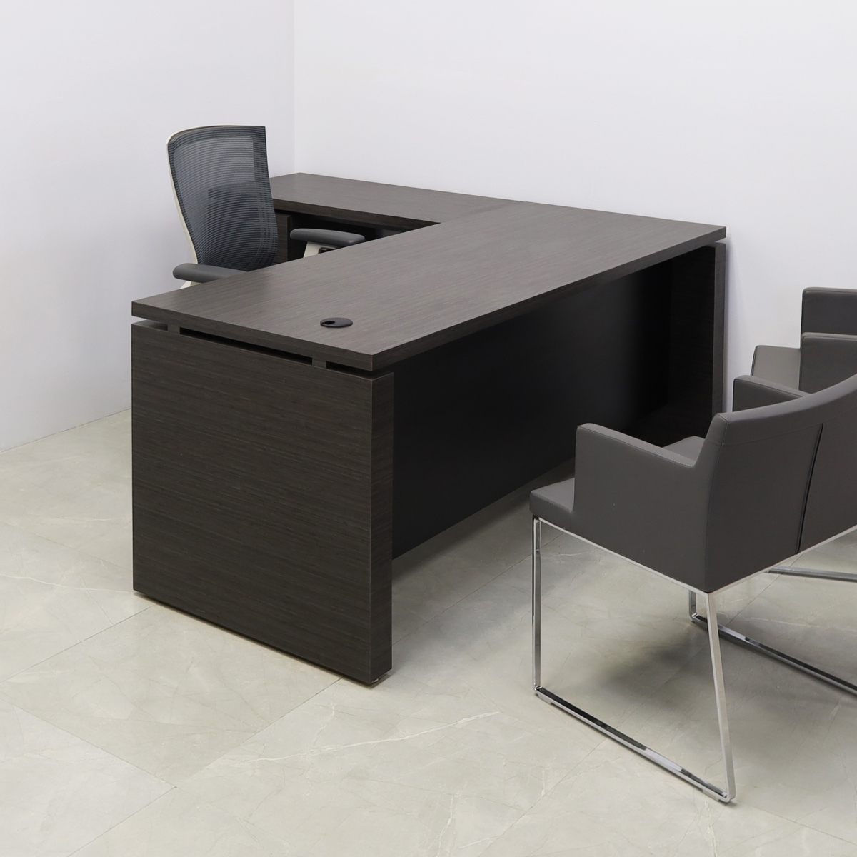 Denver L-Shape Executive Desk With Cabinet and Laminate Top