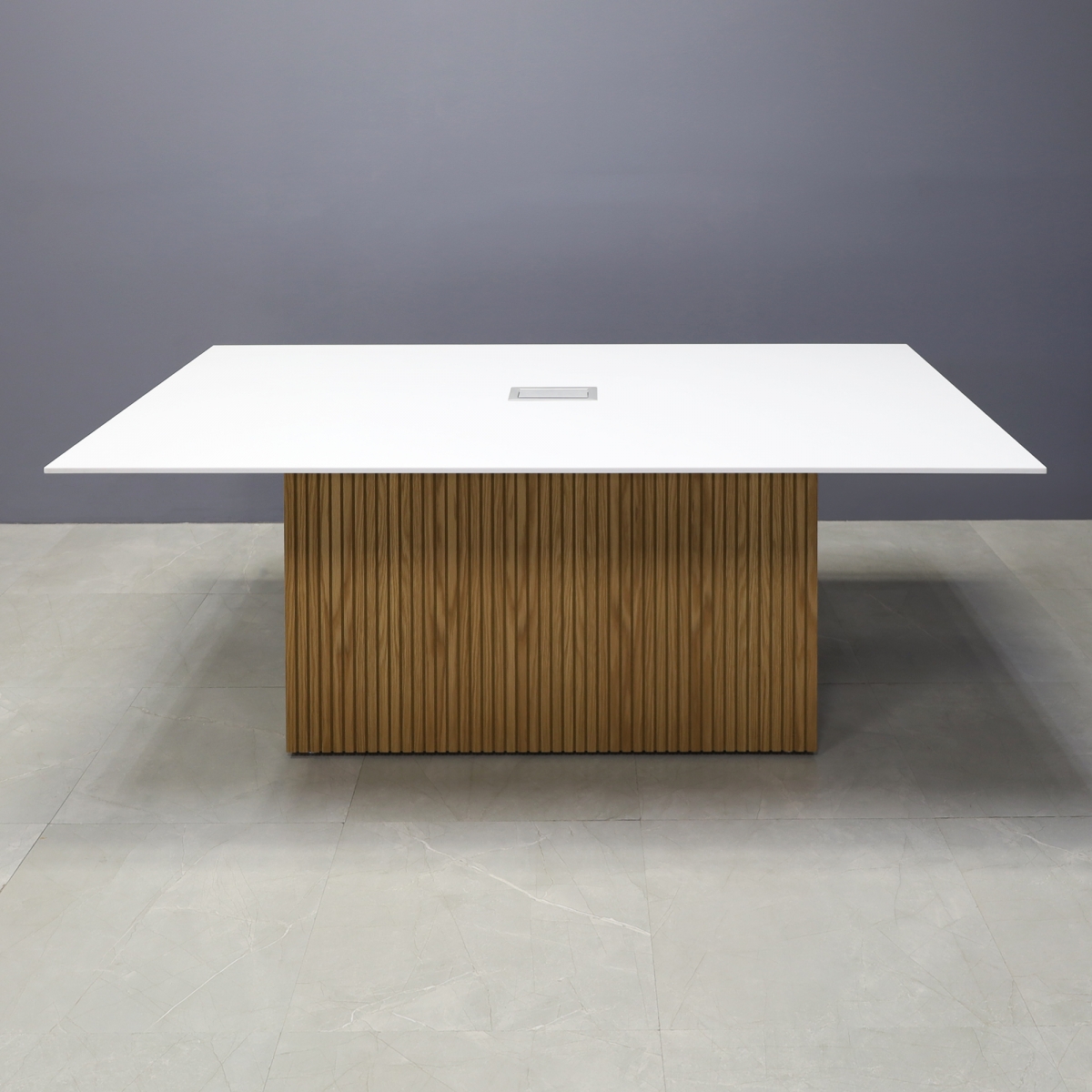 Aurora Rectangular Conference Table in White Solid Engineered Stone Top - 78 In. - Stock #56