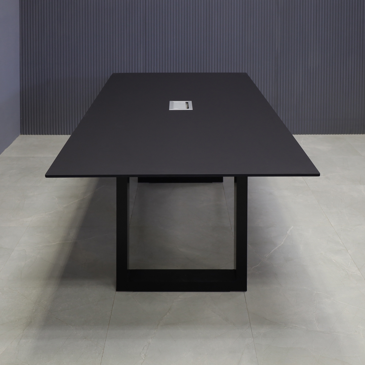 Aurora Rectangular Shape Conference Table in Black OPAK Engineered Stone - 84 In. - Stock #51