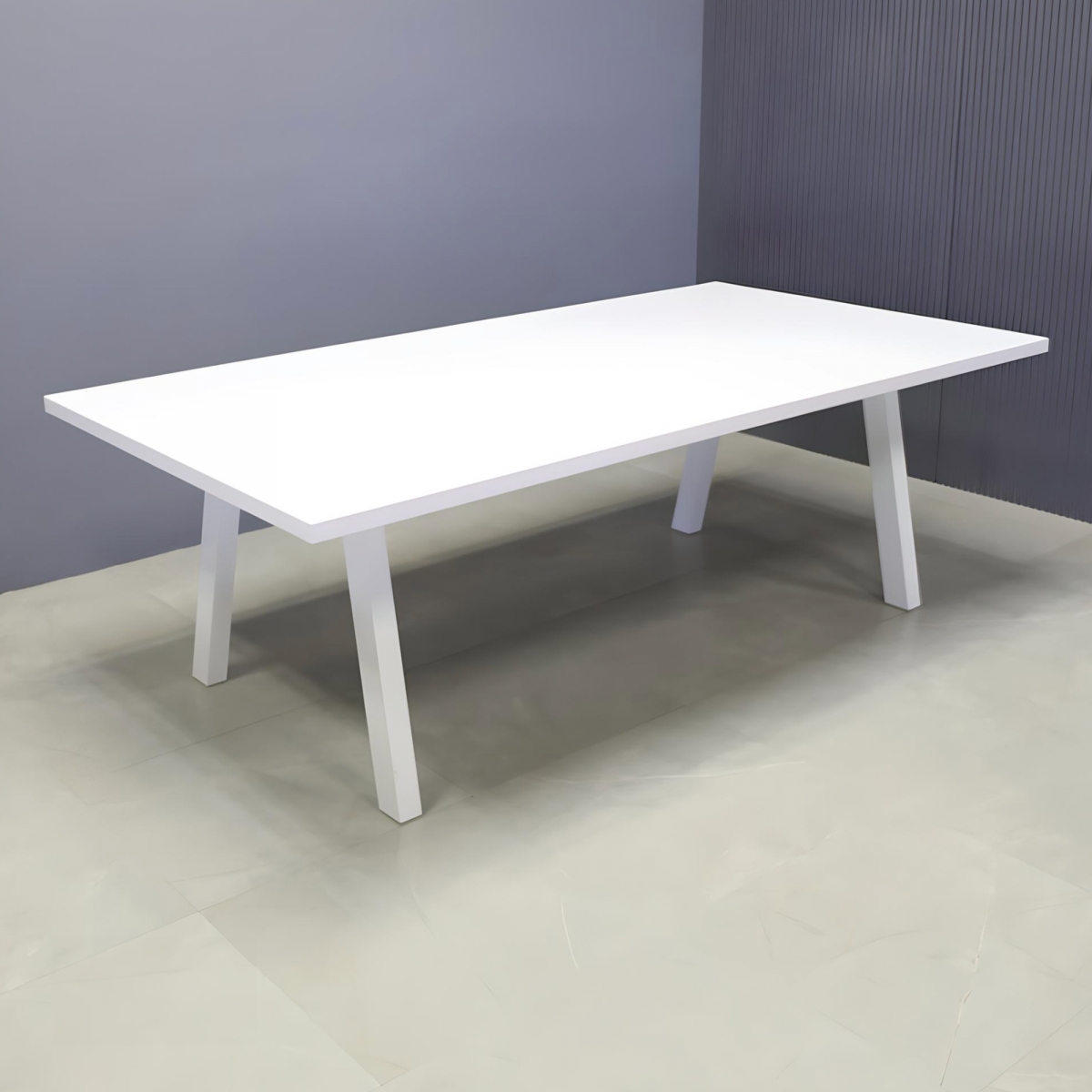Newton Rectangular Conference Table in White Gloss Laminate - 84 In. - Stock #52