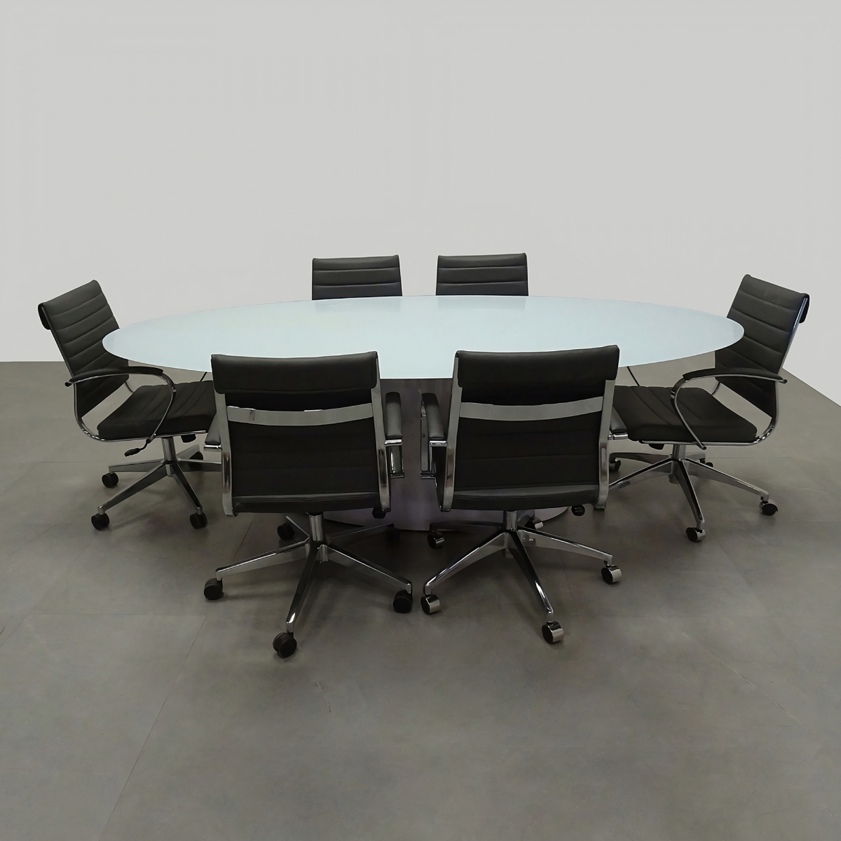 Omaha Oval Conference Table With Tempered Glass Top