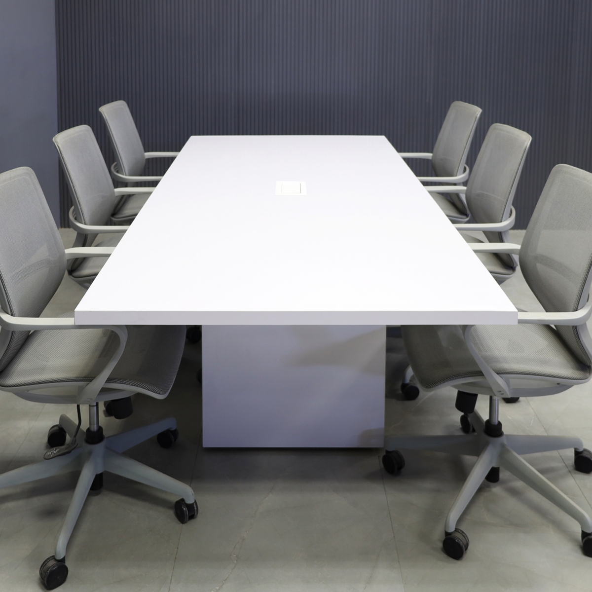 Newton Rectangular Shape Conference Table in White Gloss Laminate - 90 In. - Stock #44