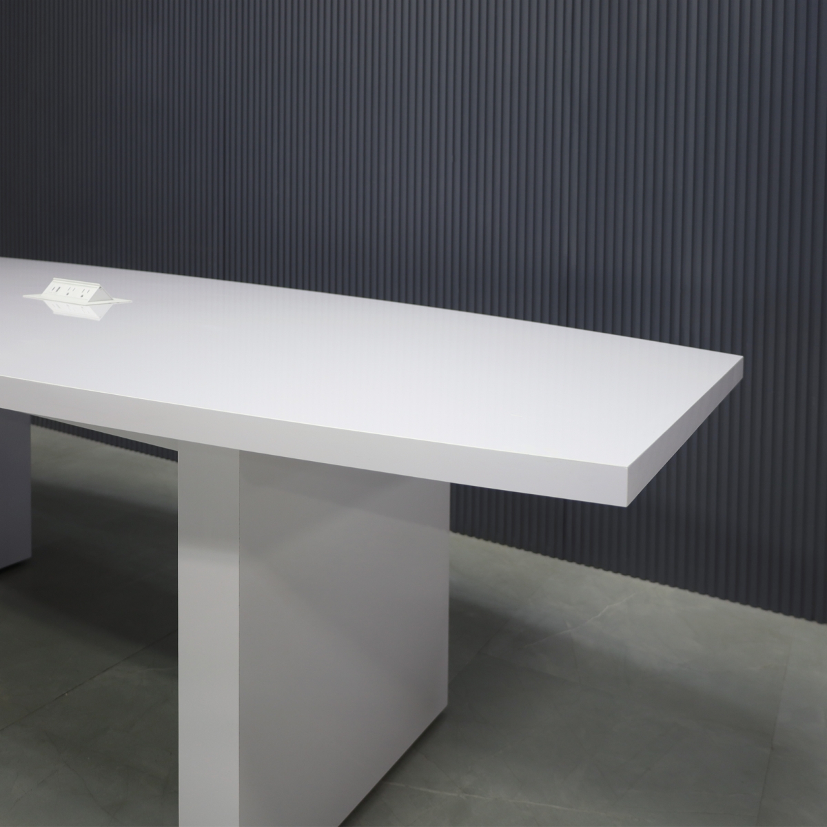 Newton Boat Shaped Conference Table in White Gloss Laminate Top - 90 inches - Stock #46