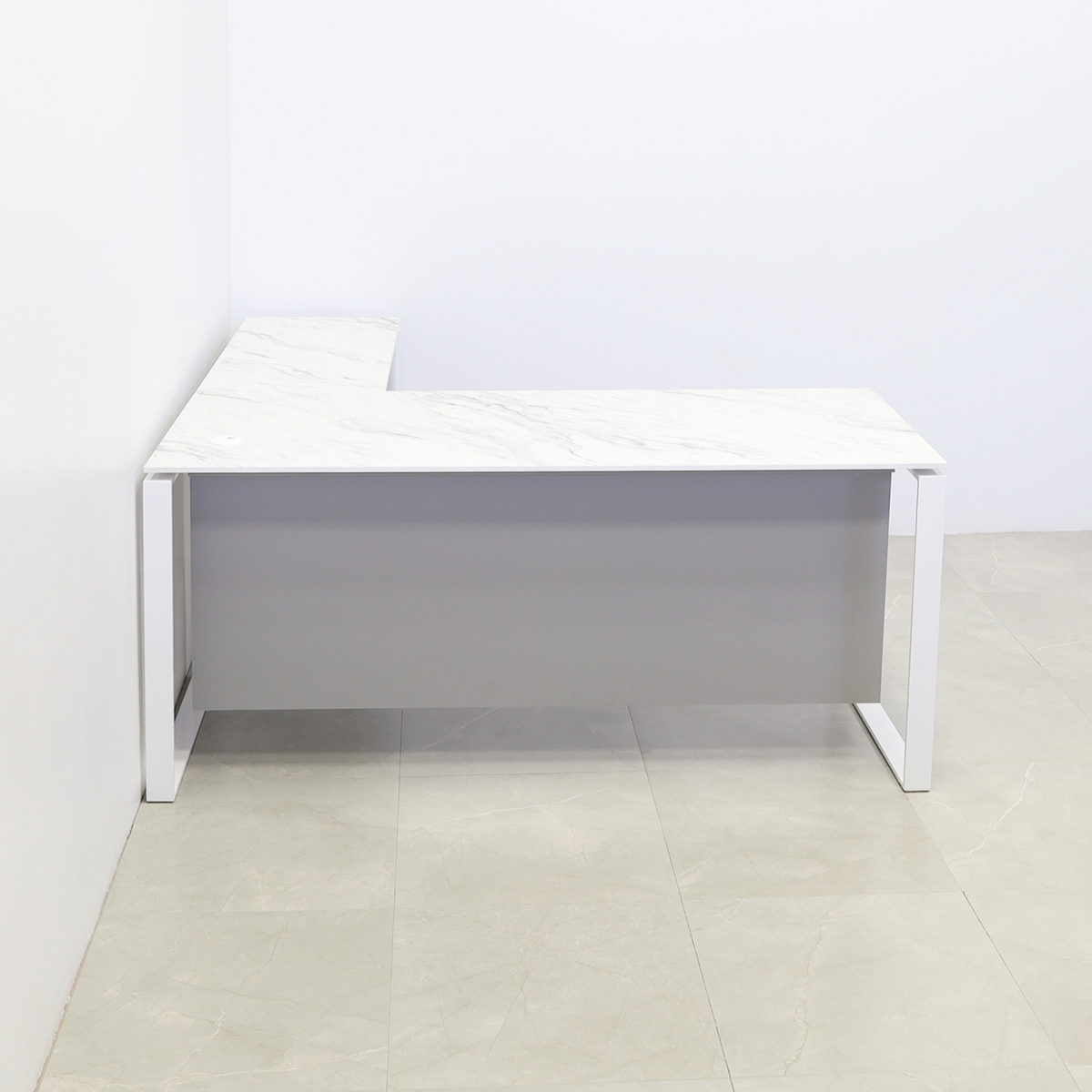 Aspen L-Shape Executive Desk With Engineered Stone Top