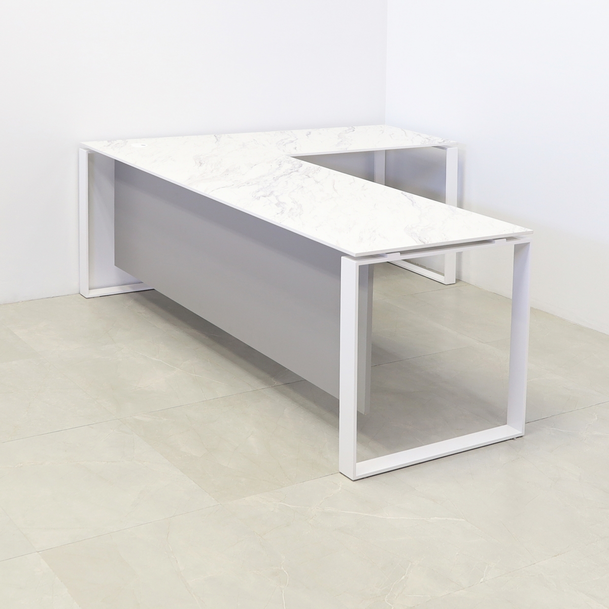 Aspen L-Shape Executive Desk With Engineered Stone Top