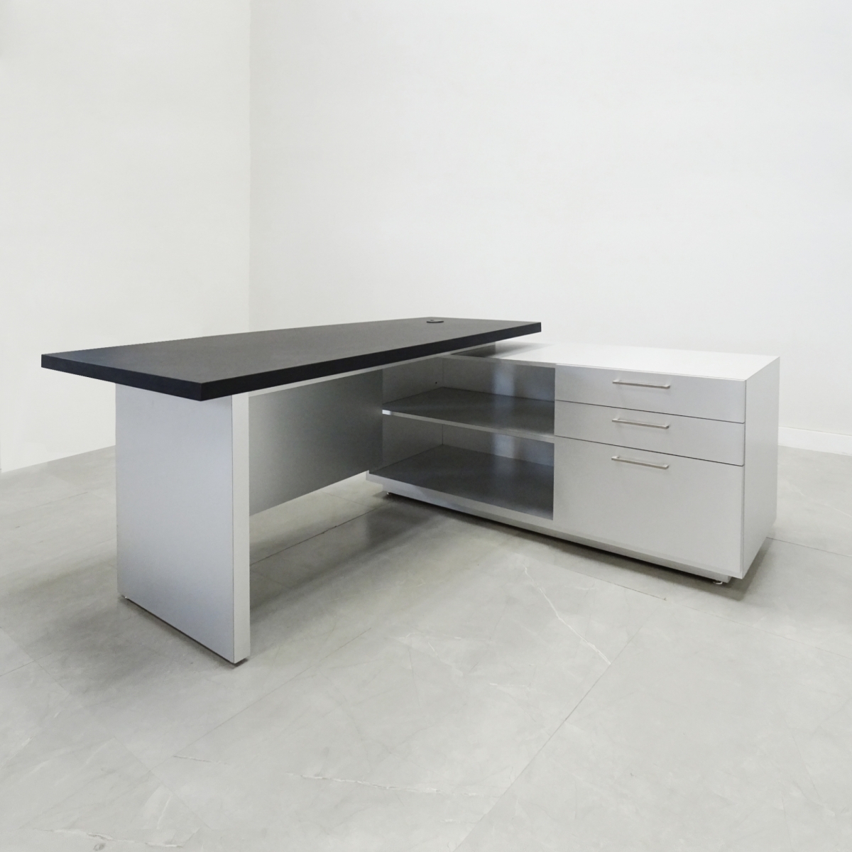 Avenue Curved Office Desk With Credenza and Laminate Top