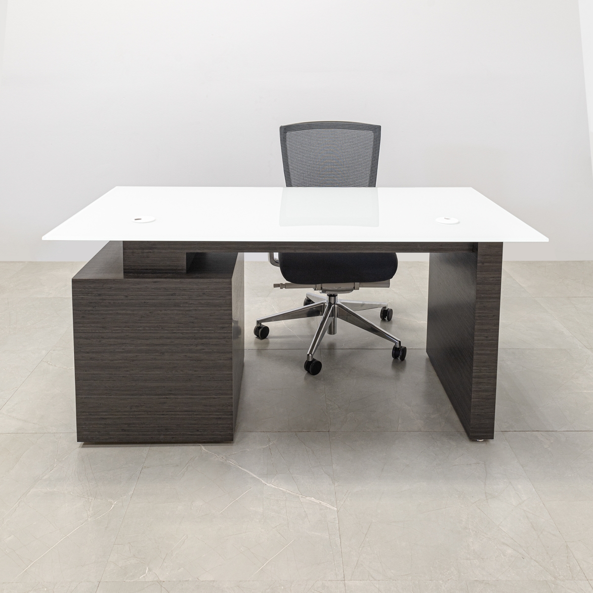 Avenue Straight Executive Desk With Tempered Glass Top