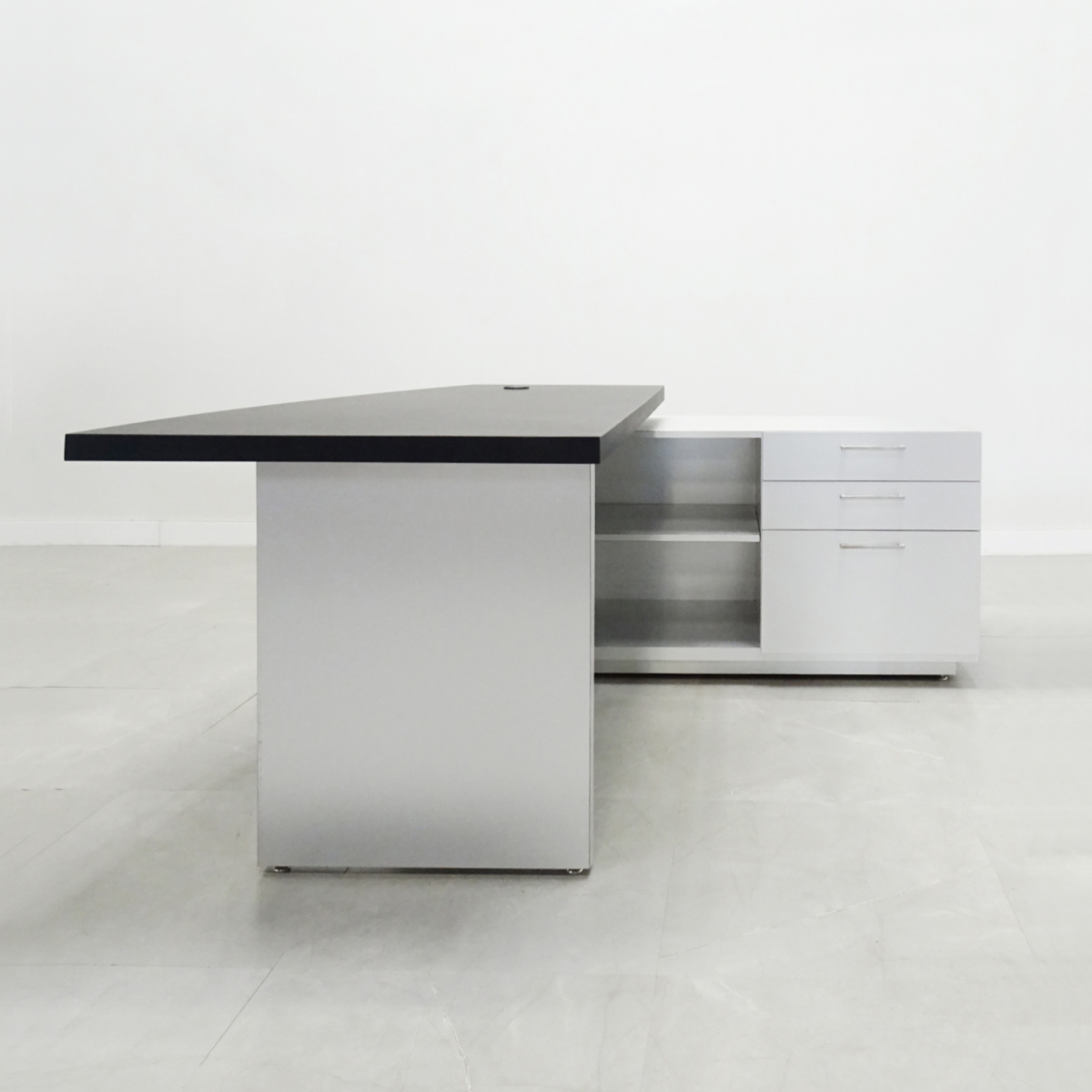Avenue Curved Office Desk With Credenza and Laminate Top