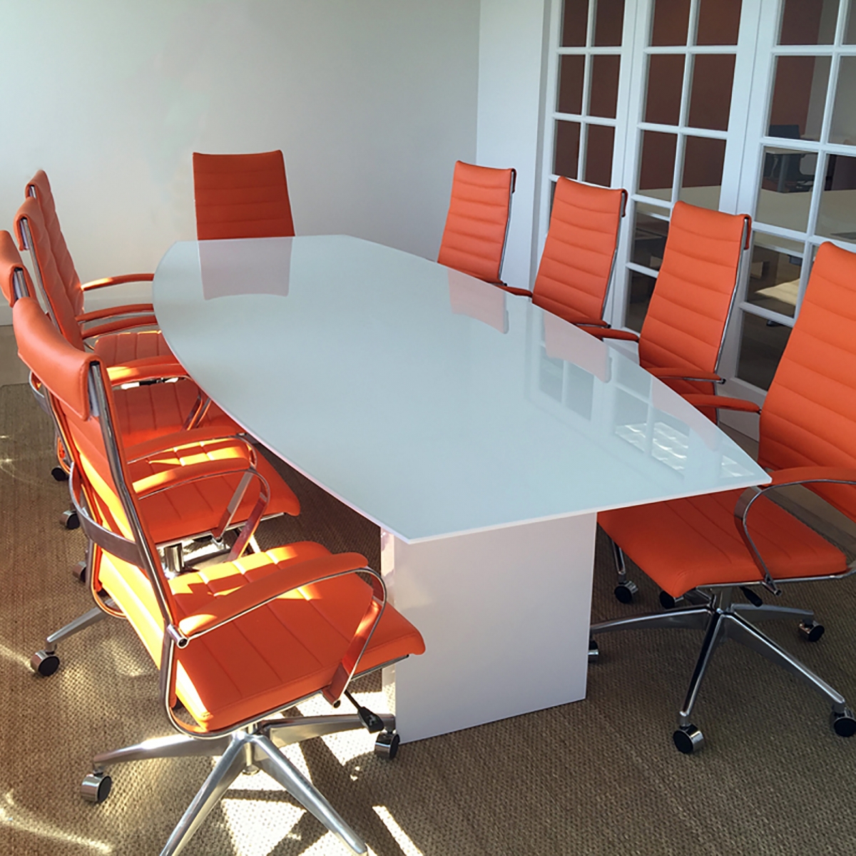 Axis Boat Shape Conference Table With Glass Top