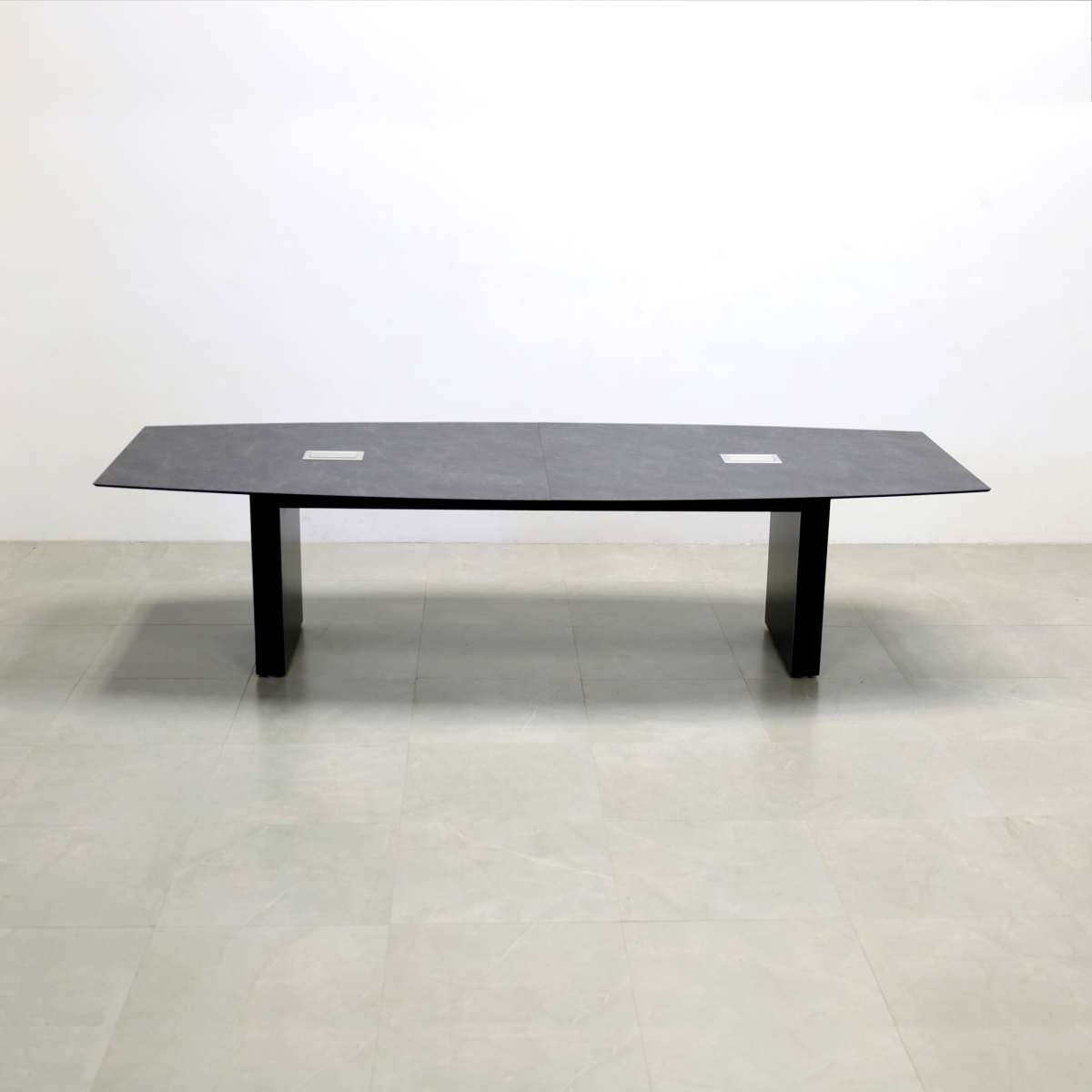 120 In. Axis Boat Shape Amani Stone Conference Table - Stock #1005-S