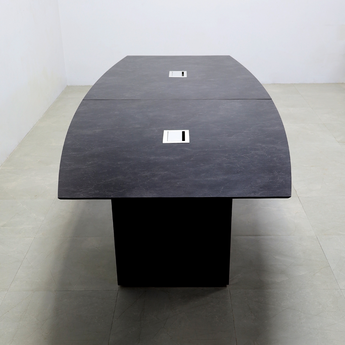 120 In. Axis Boat Shape Amani Stone Conference Table - Stock #1005-S