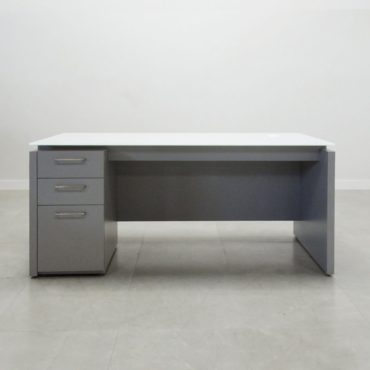 Denver Straight Office Desk With Glass Top