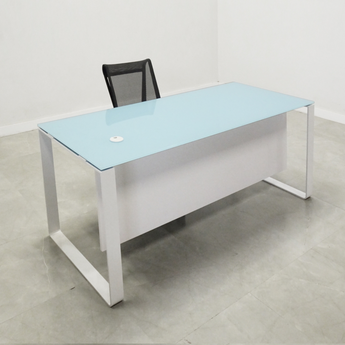 Aspen Straight Office Desk With Glass Top