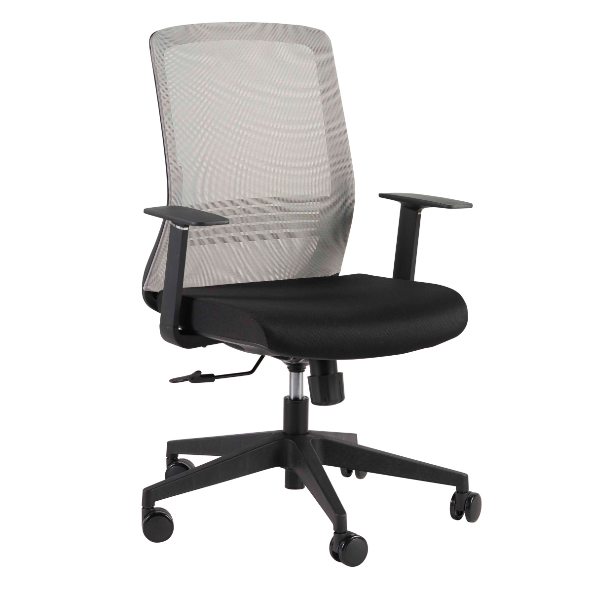 Spiro Office Chair With Adjustable Arms with black and gray mesh shown here.