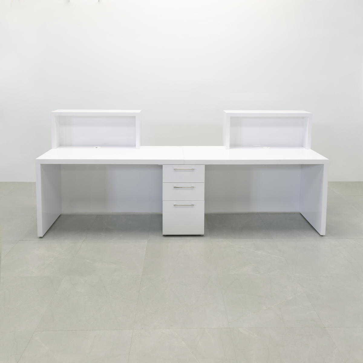Los Angeles Desk with Double Counter in White Gloss, 108 In
