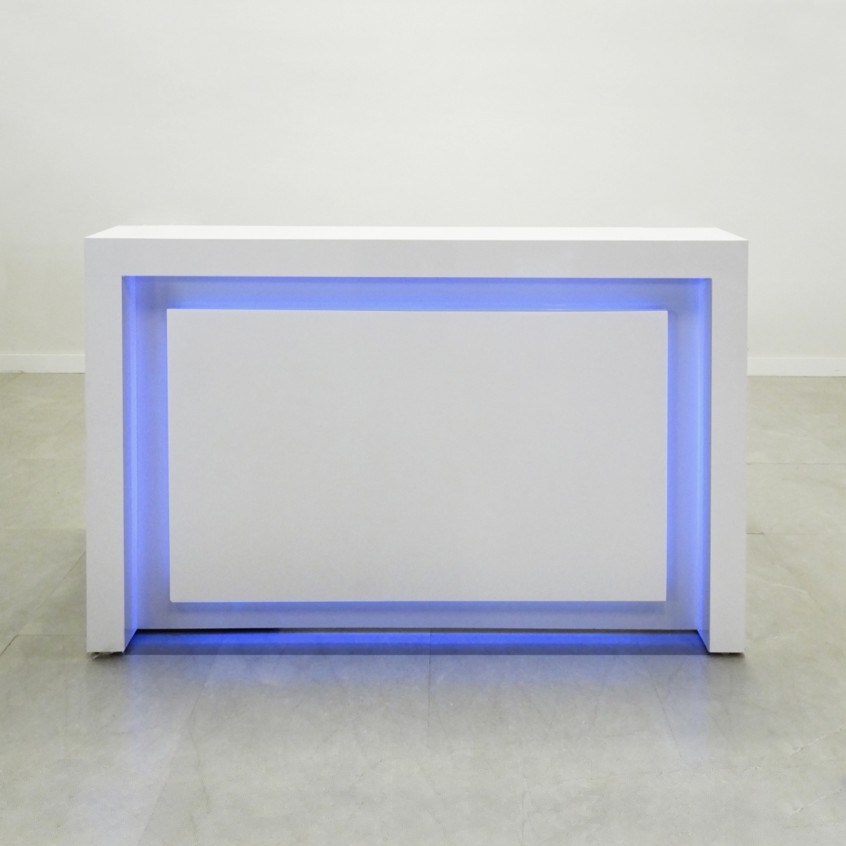 72 In. New York Reception Desk in White Gloss Laminate with Storage