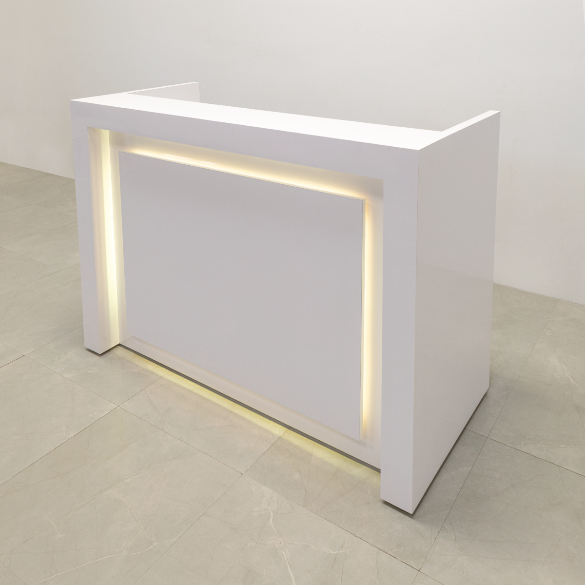 New York U-Shape Reception Desk In White Gloss Laminate - 60 In. - Stock #31