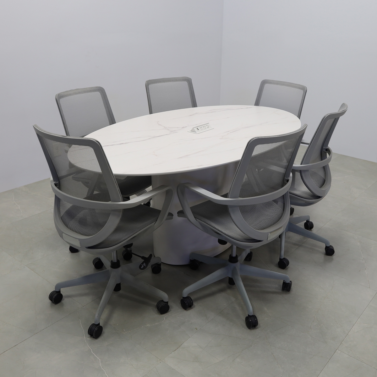 Axis Oval Conference Table With Stone Top