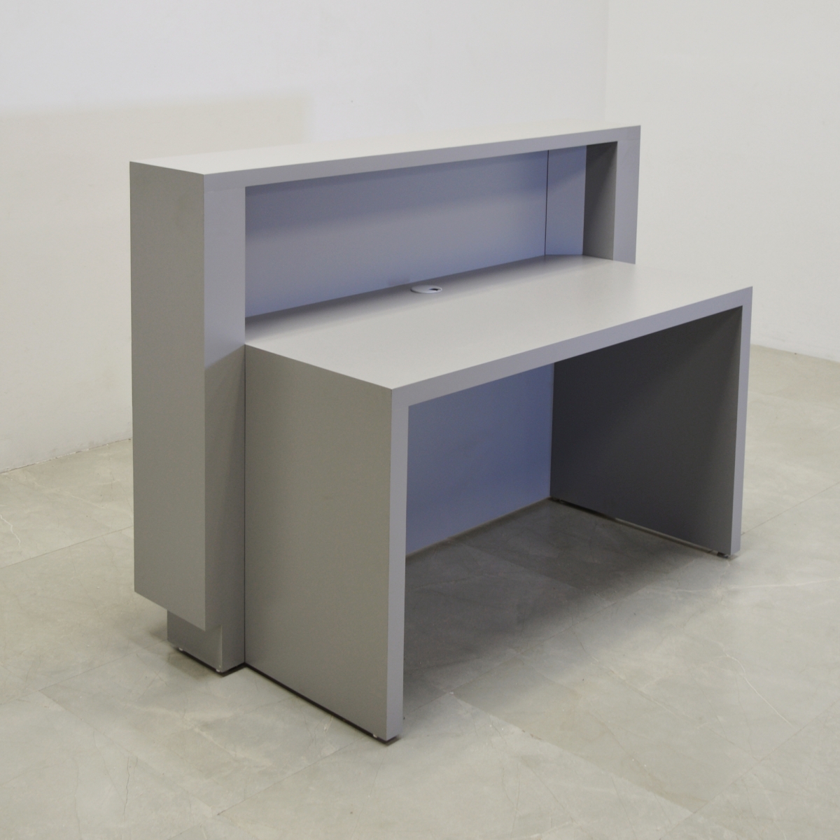 Tampa Reception Desk in Light Gray with White Oak Front Panel, 60 In.