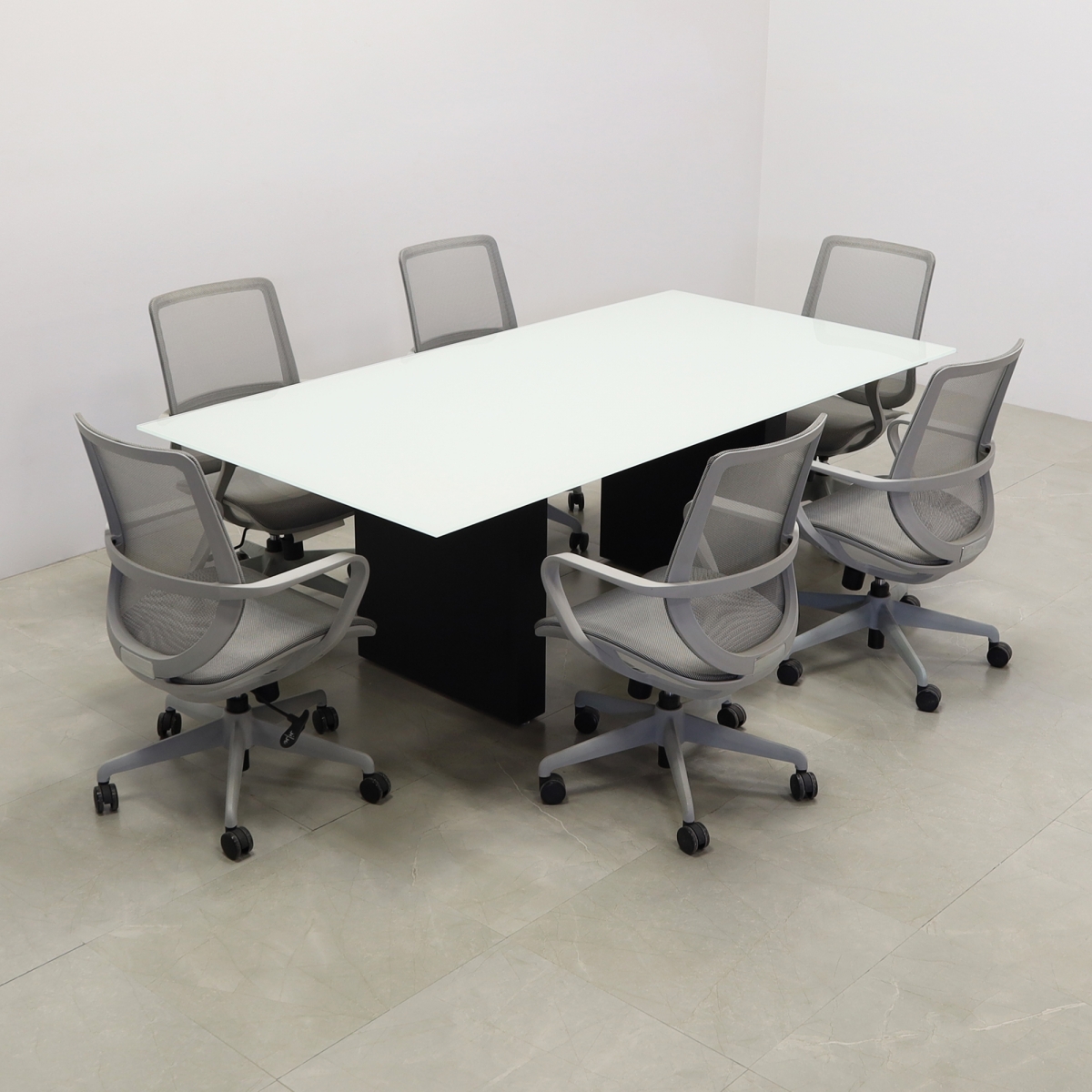 Omaha Rectangular Conference Table With Tempered Glass Top