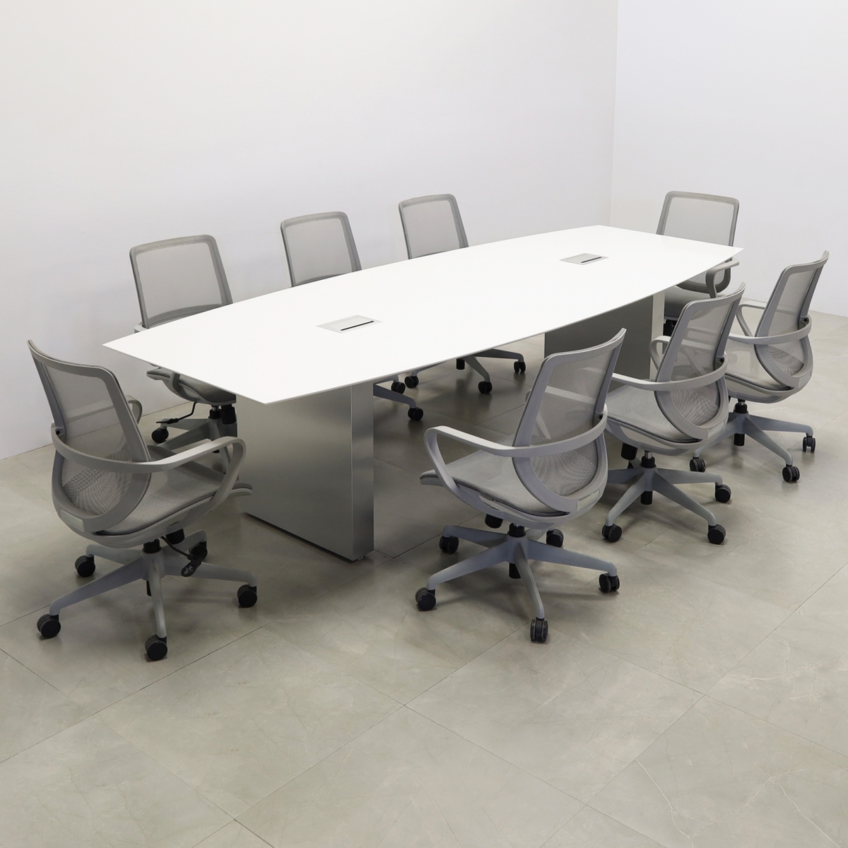 Aurora Boat Shape Conference Table With Engineered Stone Top