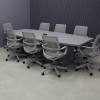 108-inch Newton Boat Conference Table in gray traceless laminate on top and base, with MX2 powerbox shown here.