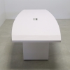 118 inches Newton Boat Shaped Conference Table in White Gloss Laminate top and base finish, and one Ellora power box shown here.