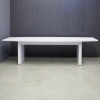 132-inch Newton Boat Collaboration Table in white matte laminate top and base with MX1 powerboxes shown here.