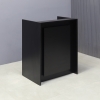 32-inch New York U-Shape Podium & Host Custom Desk in black matte laminate desk and front panel, shown here.